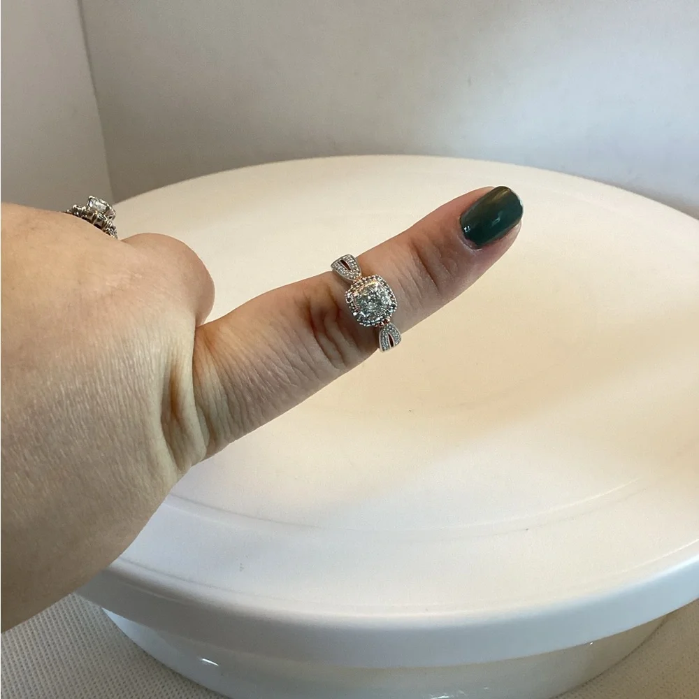 STERLING SILVER W/14K ROSE GOLD OVERLAY ACCENTS .33CTW GENUINE DIAMOND RING (7)